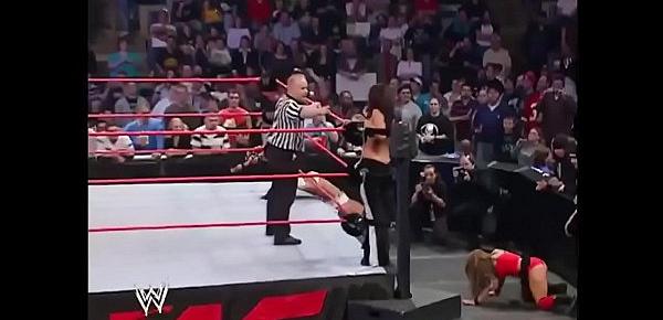  Mickie James and Trish Stratus vs Candice Michelle and Victoria. Tag Team match. Raw 2005.